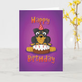 Carte rottweiler - gâteau - joyeux anniversaire (Fleur jaune)