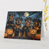 Carte Rottweiler Halloween Éffrayant (Fleur jaune)