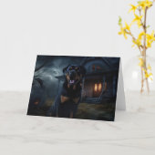 Carte Rottweiler Halloween Effrayant (Fleur jaune)