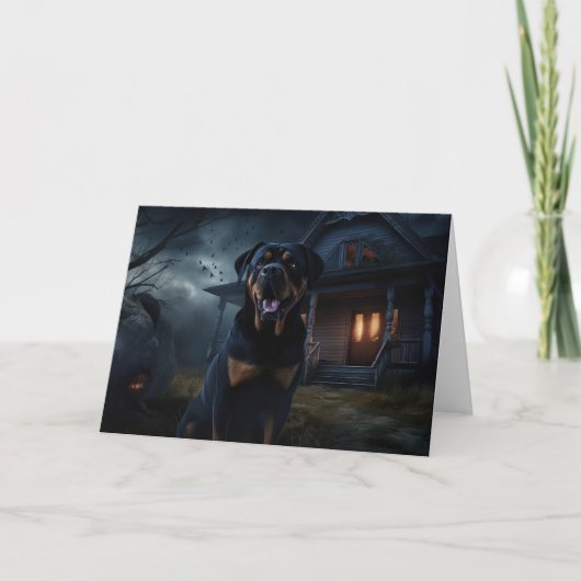 Carte Rottweiler Halloween Effrayant (Devant)