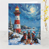 Carte Rottweiler Noël Phare Vacances (Fleur jaune)