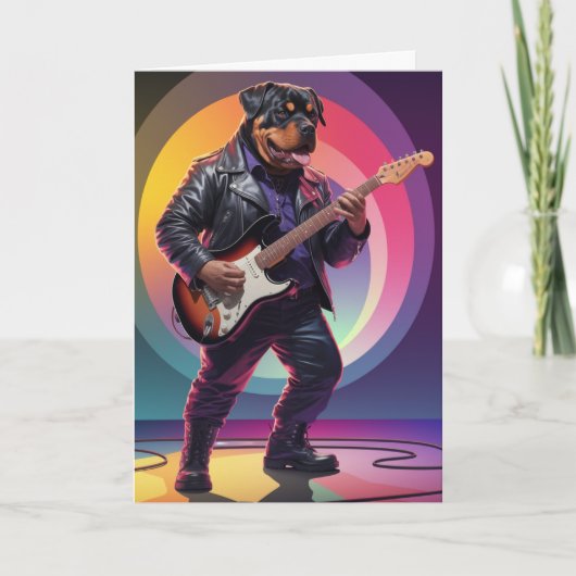 Carte Rottweiler Rock Star Drôle (Devant)