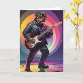 Carte Rottweiler Rock Star Drôle (Fleur jaune)