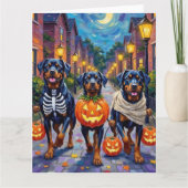 Carte Rottweiler Trick-or-Treating In Halloween Costumes (Devant)