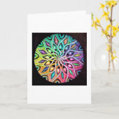 CARTE ROUE DE COULEUR MANDALA (Fleur jaune)