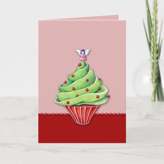 Carte rouge2 de la Cupcake de Noël (Devant)