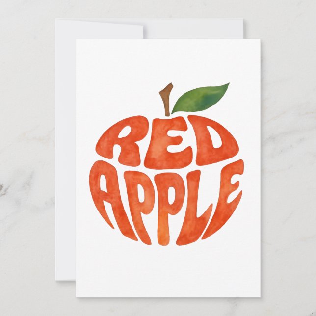 Carte Rouge Apple Typographie Art, Apple (Devant)