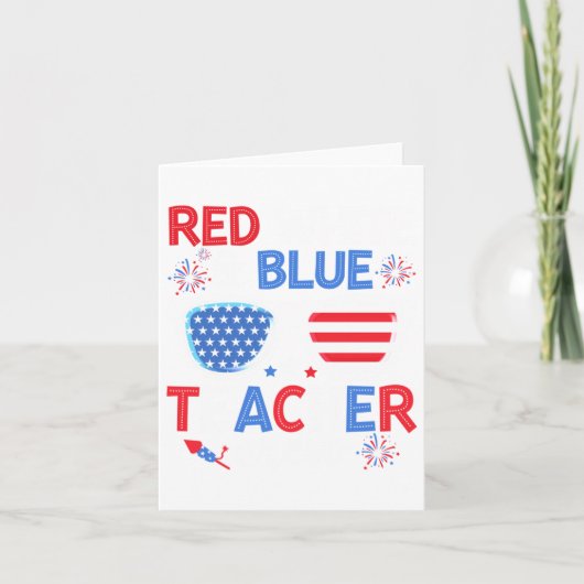 Carte Rouge Blanc & bleu Équipe enseignant 4 juillet (Devant)