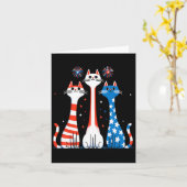 Carte Rouge Blanc Bleu Chats Usa Drapeau Feu 4 juillet (Fleur jaune)