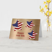 Carte Rouge Blanc Bleu Drapeau Stars Or Juillet 4 (Fleur jaune)