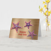 Carte Rouge Blanc Bleu Étoiles Or 4 juillet (Fleur jaune)