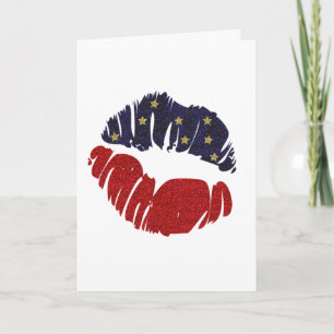 Carte Rouge Blanc Bleu Or Paillettes Étoiles 4ème LÈVRES