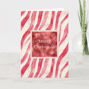 Carte Rouge Blanc Crème Rayures Menthe Noël