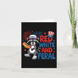 Carte Rouge Blanc Et Feral Cute Raccoon Merica Usa Indeb