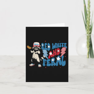 Carte Rouge Blanc Et Feral Funky Raccoon 4 juillet Parti