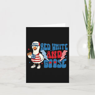 Carte Rouge Blanc Et Oie Drôle 4 juillet Patriotique Us