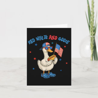Carte Rouge Blanc Et Oie Drôle 4 juillet Patriotique Us