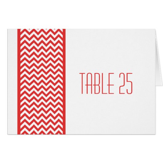 Carte rouge Chevron Bordure Table Numéro (Devant horizontal)