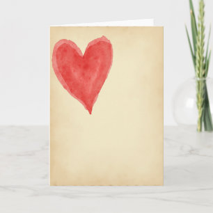 Carte rouge coeur faite main