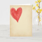 Carte rouge coeur faite main (Fleur jaune)