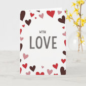 Carte rouge cœurs avec amour (Fleur jaune)
