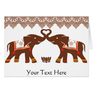Carte rouge d'amour d'éléphant de henné