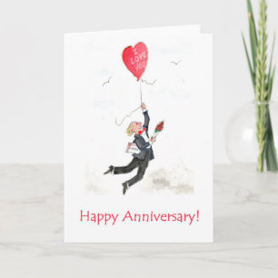 Carte rouge d'anniversaire de ballon de coeur
