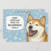 Carte rouge de Joyeux Noël de Shiba Inu de flocons (Devant / Derrière)