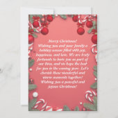 Carte rouge de Noël avec arbre + fête des rennes (Dos)