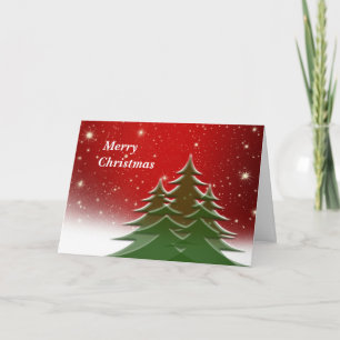 Carte rouge de Noël avec arbres de Noël