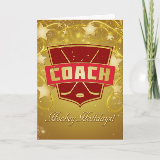 Carte rouge de Noël Coach de hockey (Devant)