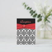 Carte rouge de réception Black Damask avec Poppy (Debout devant)