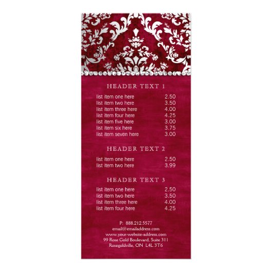 Carte rouge de support d'argent de damassé de (Devant)