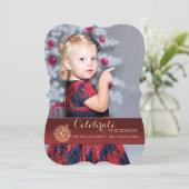 Carte rouge de vacances de photo d'ornement de (Debout devant)