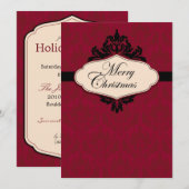 Carte rouge d'invitation de brocard de Noël (Devant / Derrière)