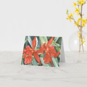 Carte ROUGE d'ORCHIDÉES (Fleur jaune)