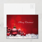 Carte rouge élégante d'OrnamentGreeting de bougie (Devant / Derrière)