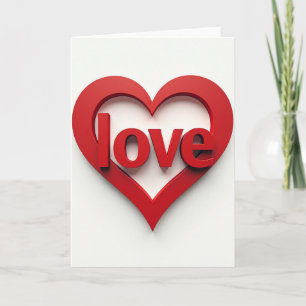 Carte rouge en 3D en forme de cœur d'amour