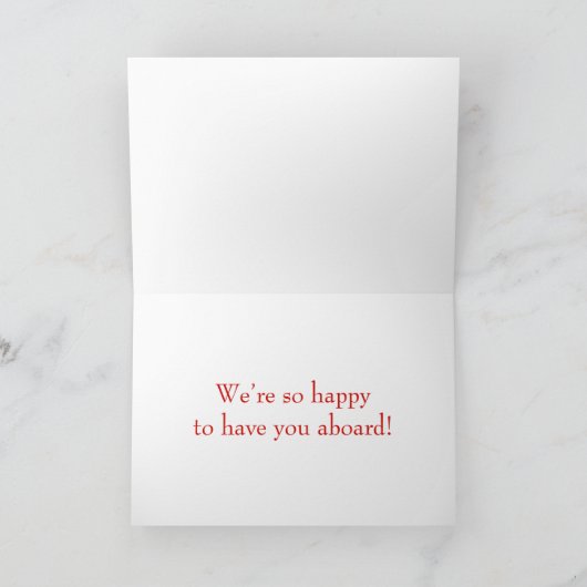 Carte Rouge et blanc Bienvenue dans l'équipe Nouveau emp (Intérieur)