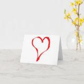 Carte Rouge et Blanc Love Heart Design. (Fleur jaune)