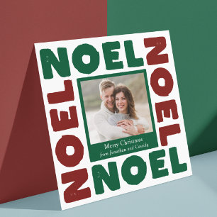 Carte Rouge et Vert Noël Photo Contemporaine de Fêtes