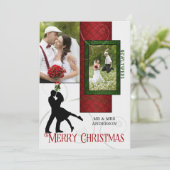 Carte Rouge et vert Nouveaux mariés 1er Noël 2 Photo (Debout devant)