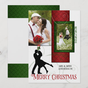 Carte Rouge et vert Nouveaux mariés 1er Noël 2 Photo