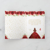 Carte Rouge Floral Brown Sweet sixteen fille cheveux (Intérieur)