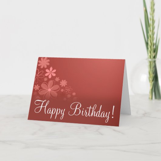 Carte Rouge Floral "Carte d'anniversaire" (Devant)