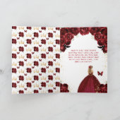 Carte Rouge foncé Floral Blonde Coiffeuse fille Joyeux a (Intérieur)