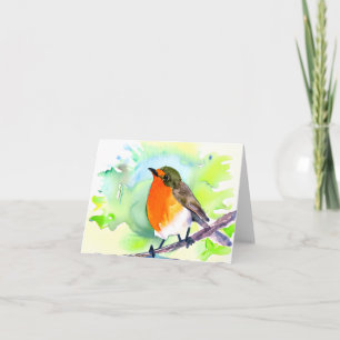 Carte Rouge-gorge aquarelle personnalisable