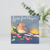 Carte Rouge-gorge, Joyeuses Fêtes (Debout devant)