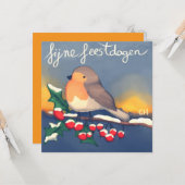 Carte Rouge-gorge, Joyeuses Fêtes (Devant/Arrière en situation)
