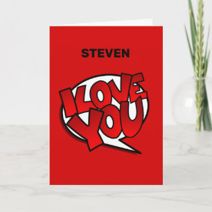 Carte Rouge, Gras & Style Pop Art Lumineux - Je t'aime